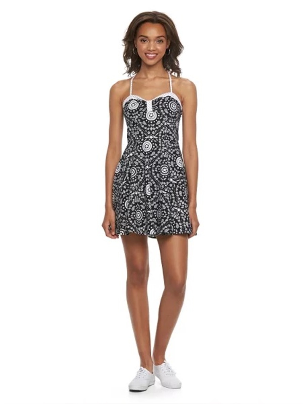 Juniors' Marvel Captain America Cross-Back Graphic Dress Size XL Black White